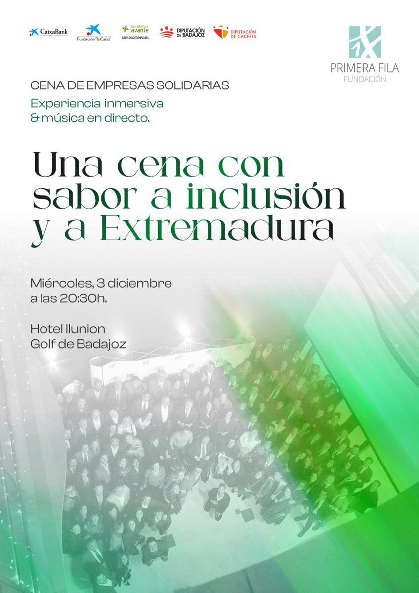 ✨ Mañana celebramos la Cena de Empresas Solidarias: una experiencia inmersiva con sabor a inclusión y a Extremadura.

🤝 Más de 100 empresarios unidos por un mismo propósito: crear oportunidades reales.

📅 Miércoles, 3 de diciembre · 20:30h
📍 Hotel Ilunion · Golf de Badajoz