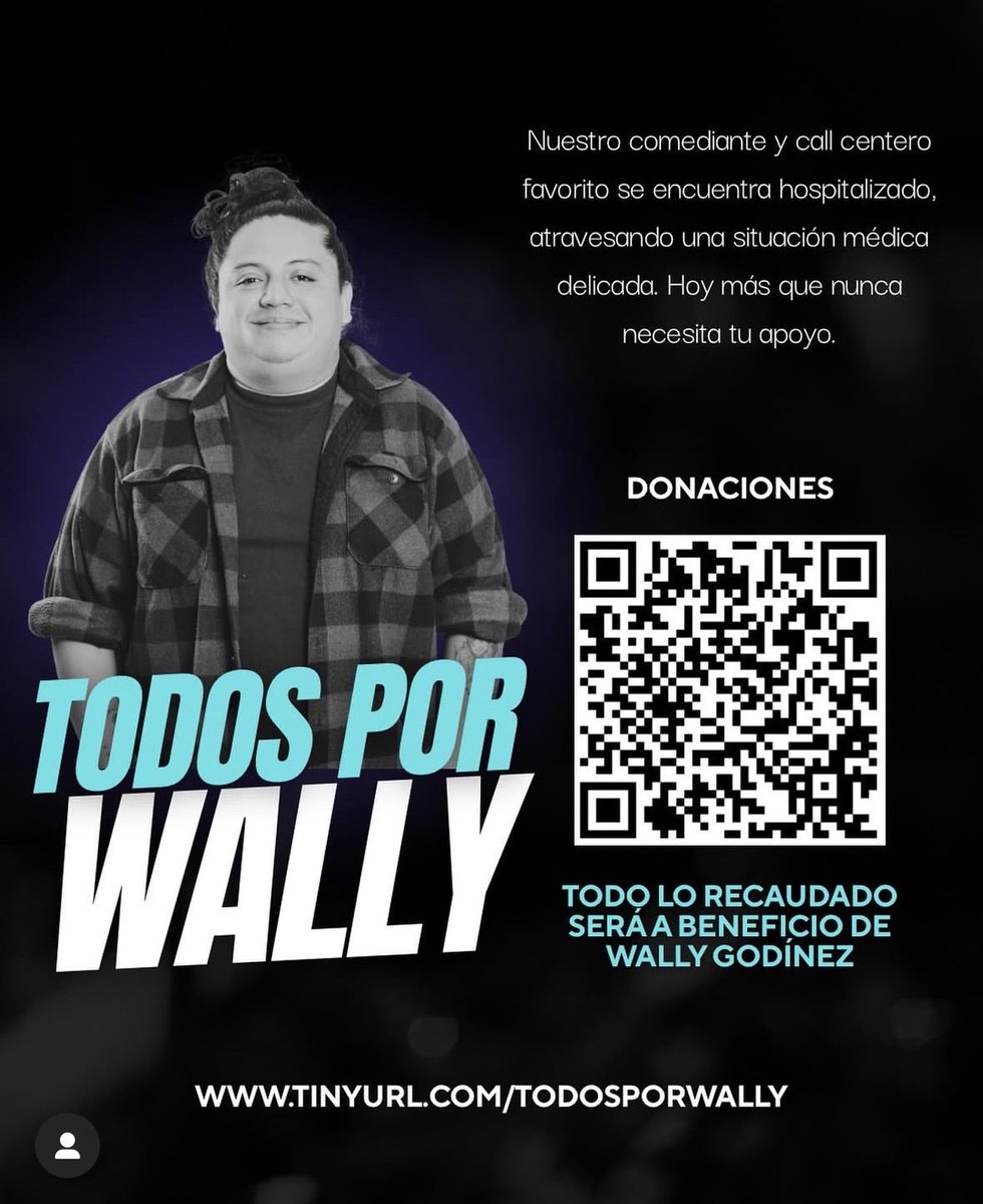 Hola. Agradecería mucho su RT y su ayuda para difundir este mensaje, nuestro amigo y comediante Wally Godínez está pasando una situación delicada en el hospital y necesita ayuda para cubrir sus gastos, en la imagen se encuentra el QR que les indicará a donde donar, gracias.