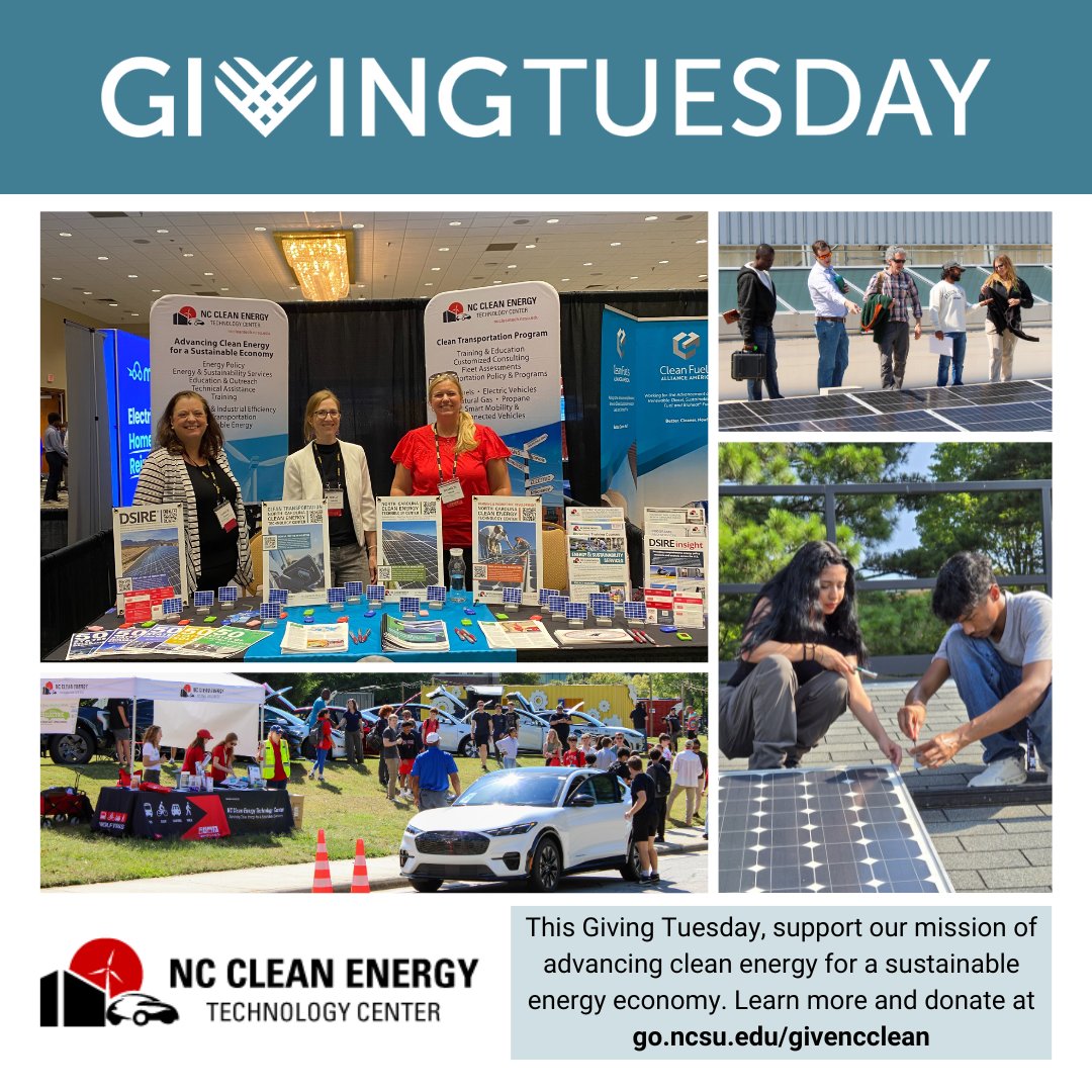 It's <a href="/GivingTuesday/">#GivingTuesday</a>! Today, consider making a donation to the NC Clean Energy Technology Center (NCCETC).💌 

Help us achieve our goal of creating a more sustainable future by making a donation that directly supports our work 👉go.ncsu.edu/givencclean

#GivingTuesday