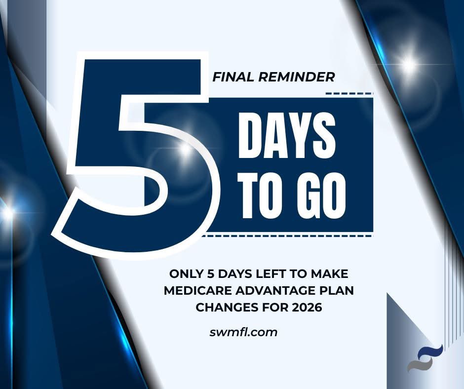 RetireSWMFL's tweet photo. ⏰ FINAL REMINDER!
Only 5 days left to review or change your Medicare Advantage Plan for 2026.
Call with any questions! 352.509.5388
#Medicare #MedicareAEP #SterlingWealthManagement #swmfl #retirewithsterling #swmfl #OcalaFL #KyleKayCFP #CFP #MedicareAEP2025 #centralflorida https://t.co/pYIcD6VkW4