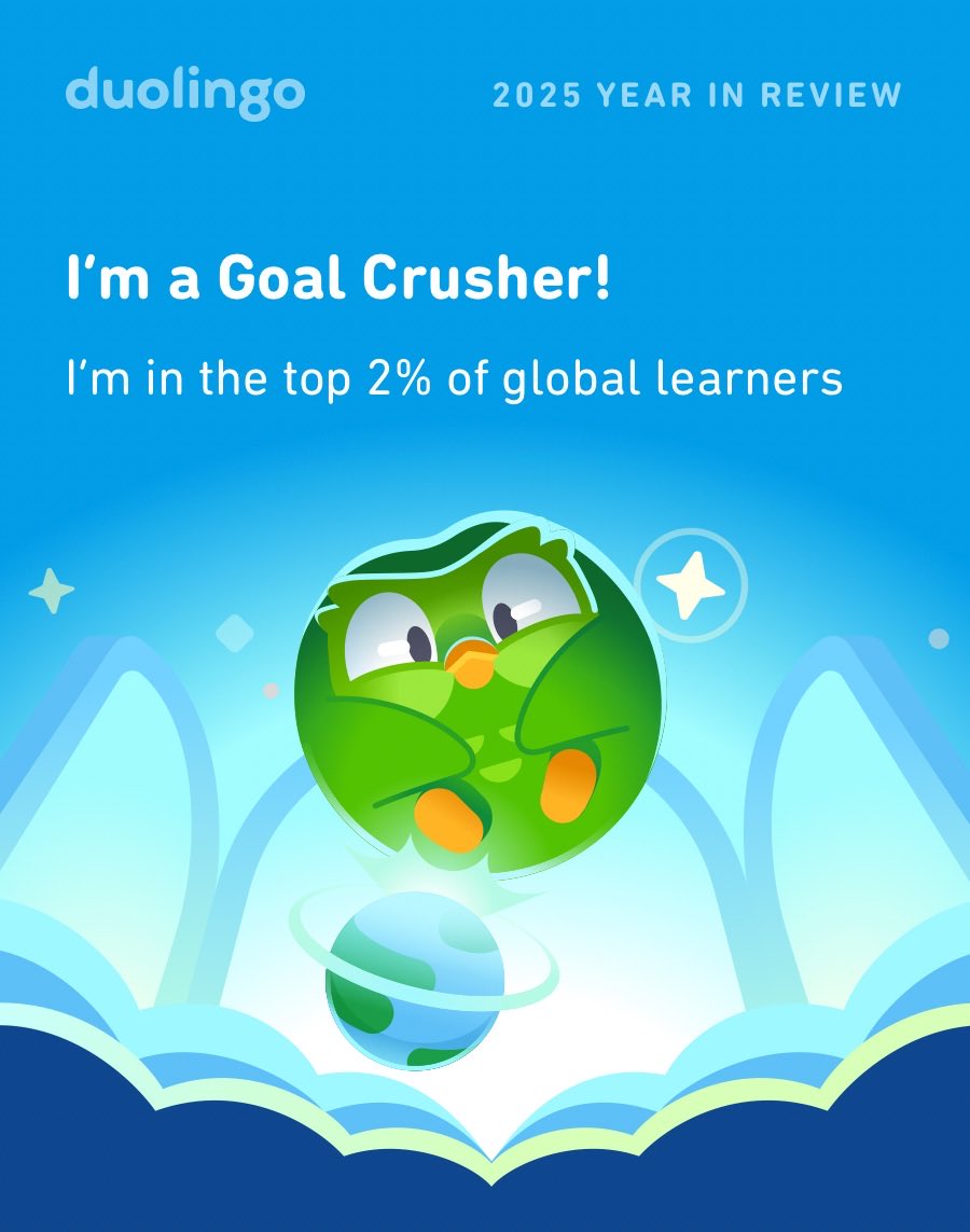 aebl's tweet photo. Look how much I learned on Duolingo in 2025! How did you do? #Duolingo365 https://t.co/pdeUXiK988