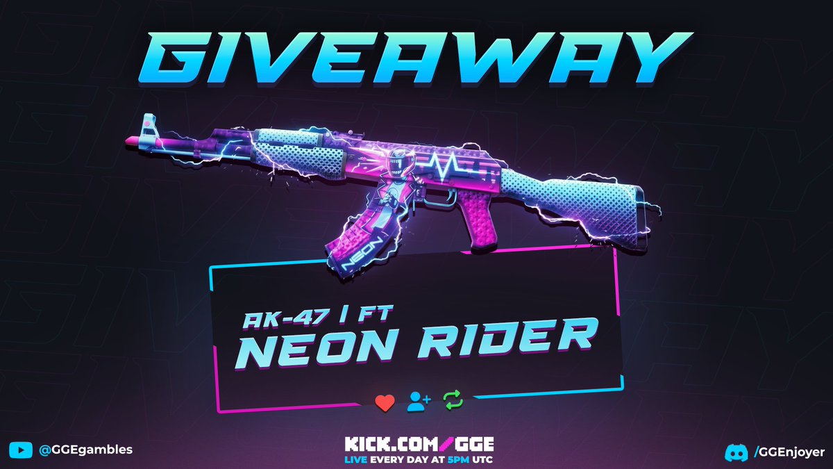 📢 AK-47 | Neon Rider FT Giveaway 🎉

➡️To Enter:

✅Follow <a href="/GGEnjoyer/">GGE</a> <a href="/GGERewards/">GGE Rewards</a> <a href="/GGEUpdates/">GGE Updates</a> 
✅Join The Discord! (discord.gg/GGEnjoyer)
✅Verify Yourself and head to #giveaways channel
✅Join Giveaway ( Winner rolled in 7 days )

🍀Random RT will get $20