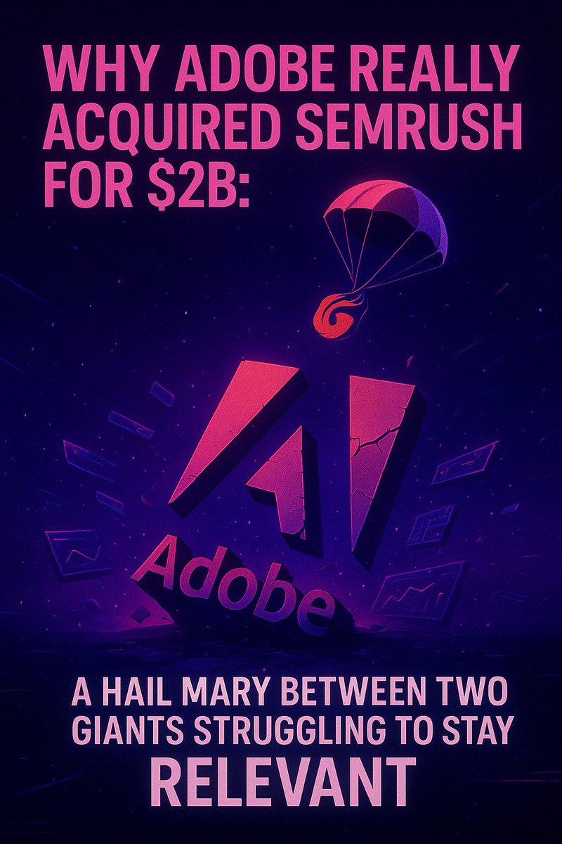 SEO_Is_Dead_'s tweet photo. A $2B deal will not revive a dying playbook. Adobe and Semrush joining forces looks impressive on paper, but AI has already rewritten the rules of visibility.
Read the full article here: https://t.co/Vedqib5Ani
#SEOIsDead #Adobe #SEMRush https://t.co/XFYK5mSR2l