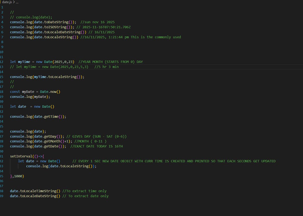 Abhijith__A's tweet image. Day 5 of learning [ JavaScript ] 🚀

- Learned how to work with Date and Time in JS.
- dived into date objects.
- Learned string-to-number conversions
- Number() and parseInt().
- Understood the concept of hoisting in JavaScript.
- Learned about &apos;this&apos; keyword 
-  Learned the…