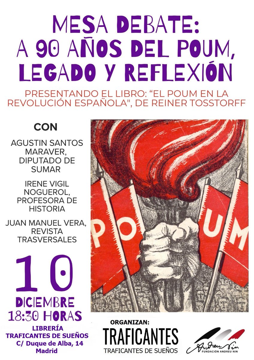 FundacionNin's tweet photo. 10 de diciembre de 2025. Acto de la Fundación Andreu Nin en Madrid, librería Traficantes de Sueños, calle Duque de Alba 13. https://t.co/kAIYMHRqU5