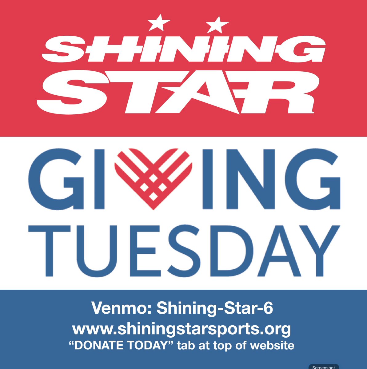 Today is #GivingTuesday. Please consider donating to Shining Star Sports. We are a 501-C3 Non Profit Organization. This coming year will be our 25th Anniversary and our plan is to operate 44 teams through the course of the year. We would love your support. #SHINE