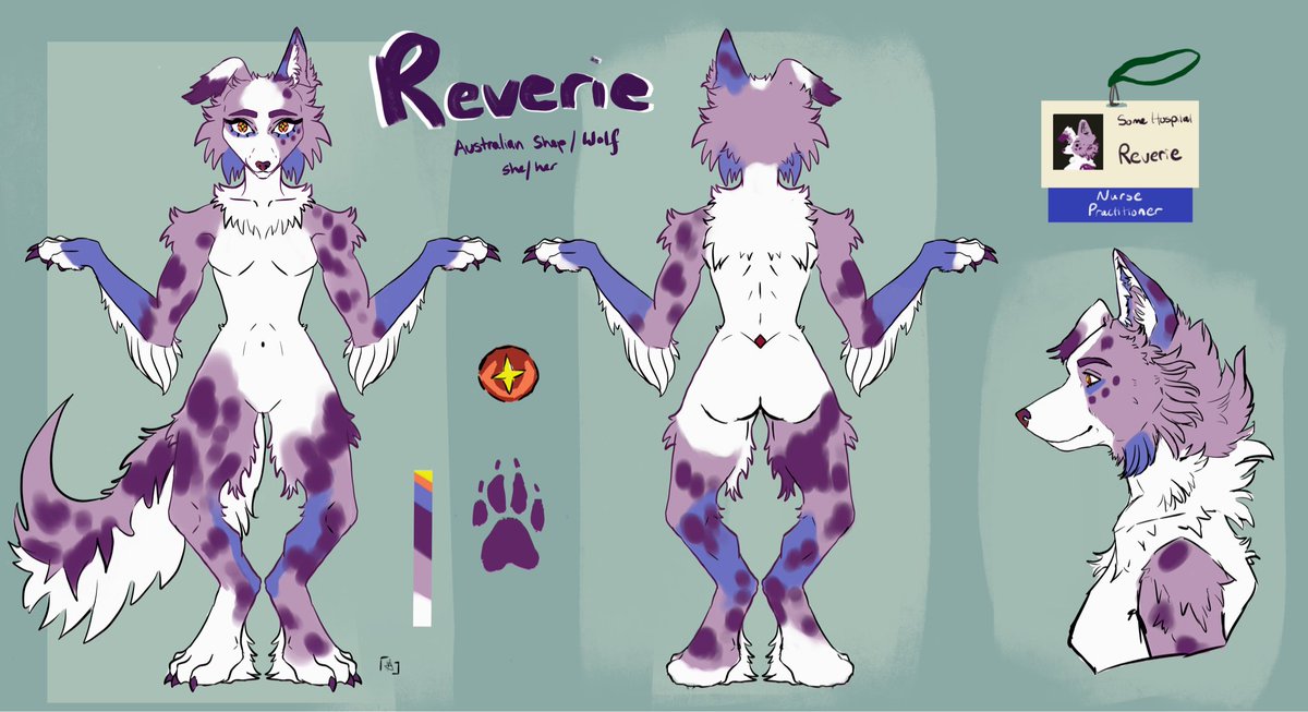 Hyrjaa's tweet photo. Ref sheet for my new sona: Reverie. 
Art done by me 

#furryartwork #furryart #furry #referencesheet #fursona https://t.co/2VVGQpBDUy