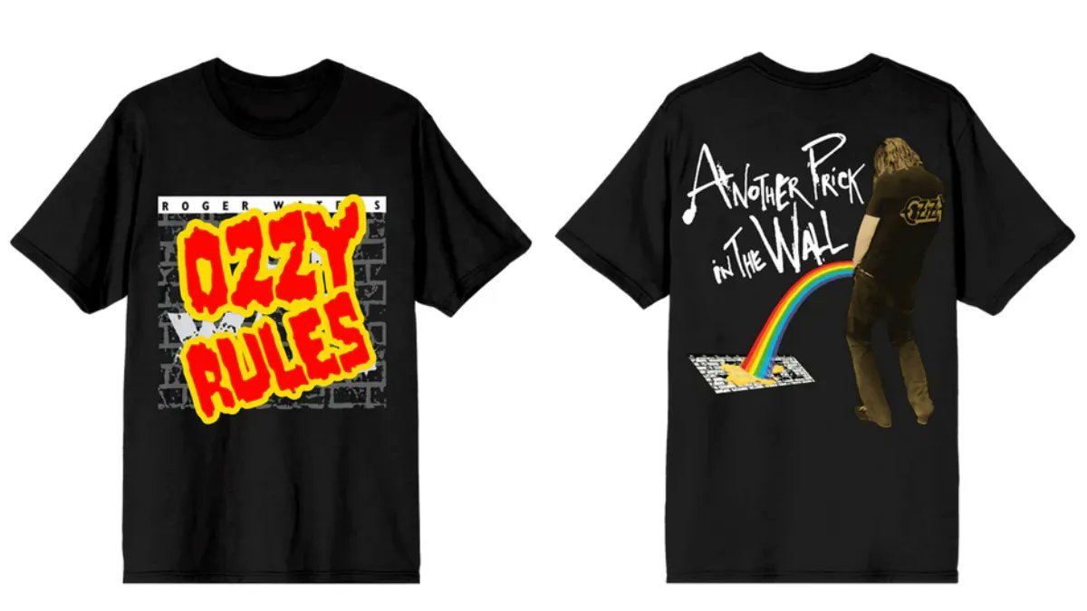 consequence's tweet image. The Osbournes have taken another dig at Roger Waters with the release of their limited-edition “Another Prick in the Wall” t-shirt → cons.lv/vFEwaN