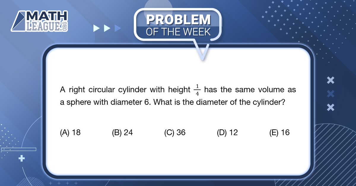 mathleague's tweet image. Here is our #elementaryschool #mathproblemoftheweek for December 2. Please give the problem a try: submit your answer at bit.ly/mathleaguepotw, and you could win a #prize!

Check back in a few days to see a video explanation of this problem. #mathcompetition #math #mathleague