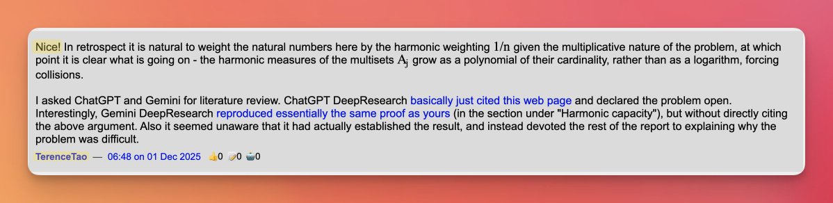 daniel_mac8's tweet image. Aristotle, an AI system specialized for Mathematics from @HarmonicMath, solved Erdős problem #481.

Days ago the same system solved problem #124.

Controversy ensued as #124 was supposedly the &quot;easy&quot; version.

#481 is *not* an easy version.

Terrence Tao even commented: &quot;Nice!&quot;…