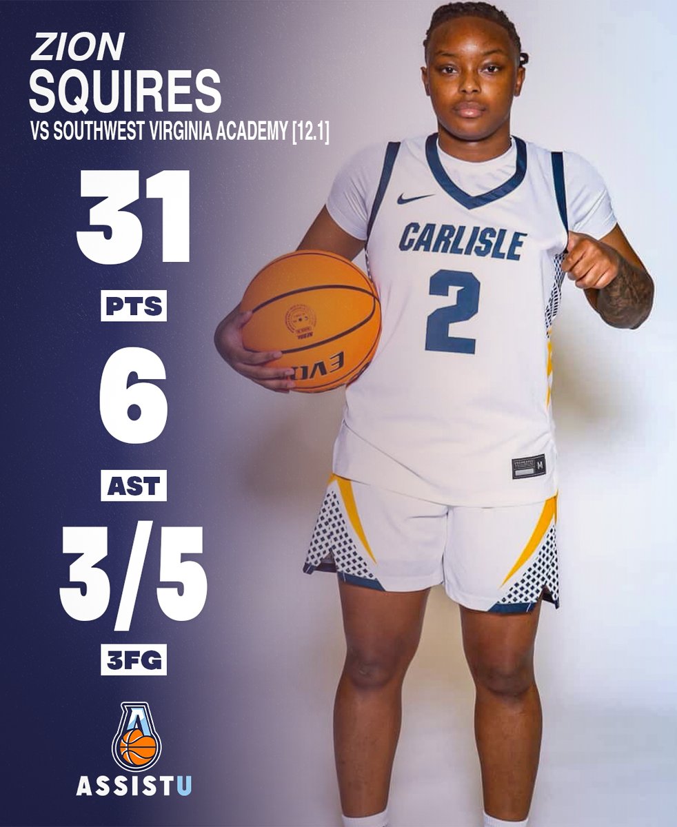 Zion Squires (<a href="/zion_squires/">Zion Squires</a>) had a good game versus Southwest VA Academy (12.1). Squires recorded 31 points, and shot efficiently from deep and the field.
<a href="/CoachBCH/">Brittany Cox Hudson</a> <a href="/CoachJillDunn/">Jill Dunn</a> <a href="/carlislegirlsbb/">Carlisle Girls Basketball</a>