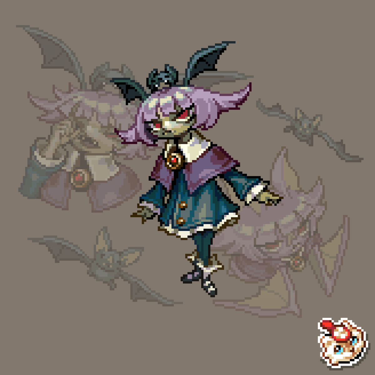gatajica's tweet image. This is my OC, Vaapi! 🦇
#pixelart #ドット絵