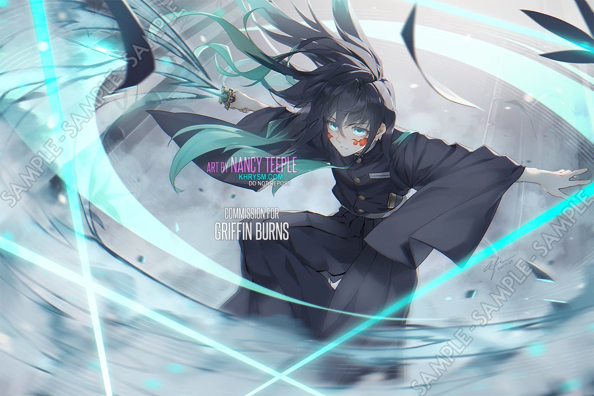 TheGriffinBurns's tweet image. New Muichiro commission by the very talented @avedral !!  I’ll have this one with me at all future cons in 2026 💫.  #demonslayer