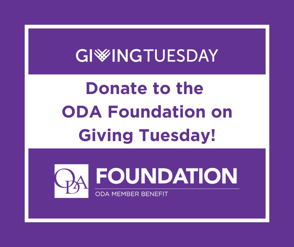 Help improve the oral health of Ohioans and enhance the dental profession in the state by donating to the ODA Foundation on Giving Tuesday! Make a donation here: oda.org/donate/donate-… #GivingTuesday