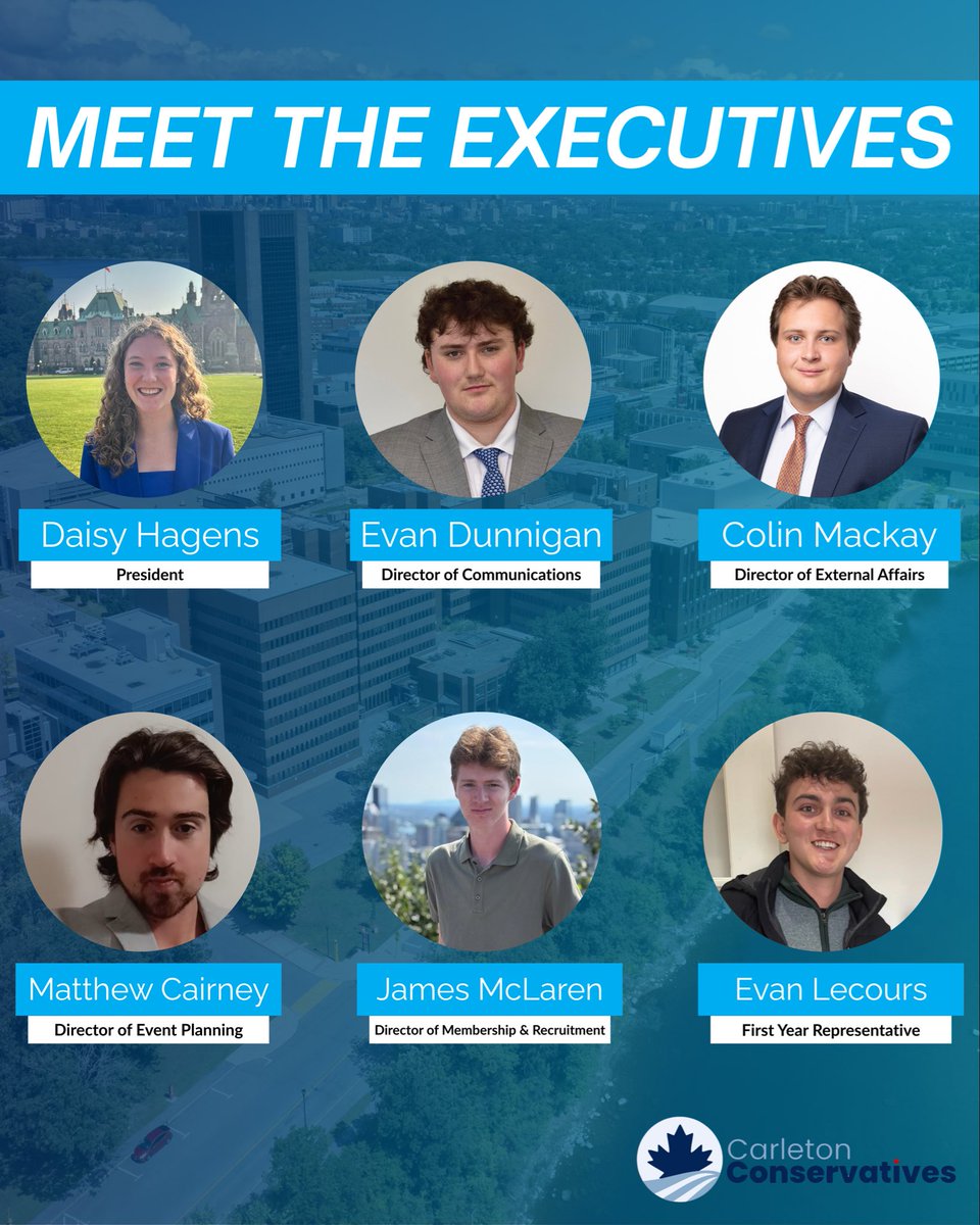 CUConservatives's tweet image. Introducing our 2025-2026 Executive Team 🔵

Interested in becoming a member? Click the link in our bio to join today. 

#cdnpoli #carletonuniversity #ottawa
