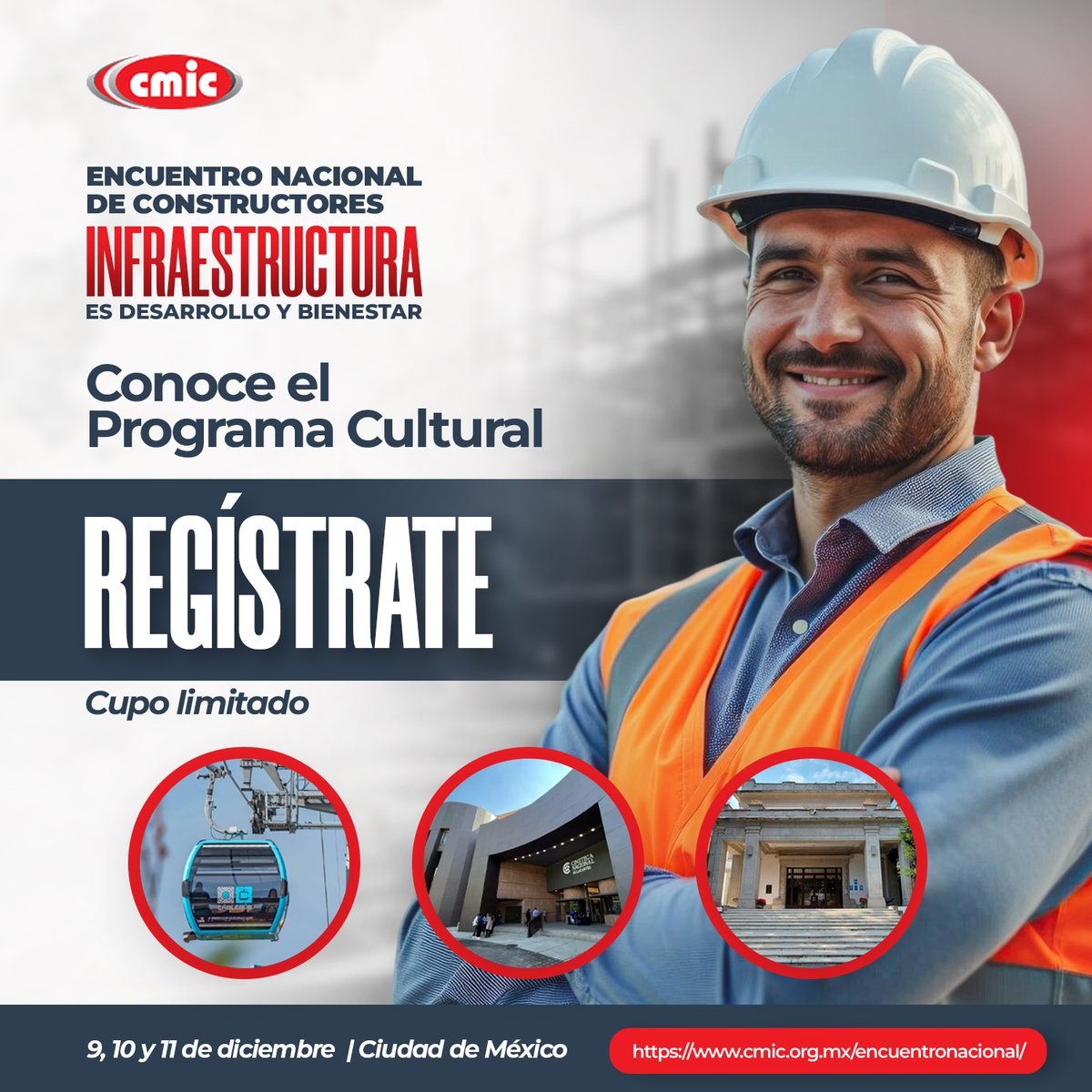 ✨ No te pierdas el Recorrido Cultural del Encuentro Nacional de Constructores: inspiración, historia y arte
 
 🚌 Turibús
 🎥 Cineteca Nacional Chapultepec + Bodega   Nacional de Arte
 🚡 Cablebús (Línea 3)
 🏛️ Los Pinos
 
Quedan pocos días, regístrate:
cmic.org.mx/encuentronacio…