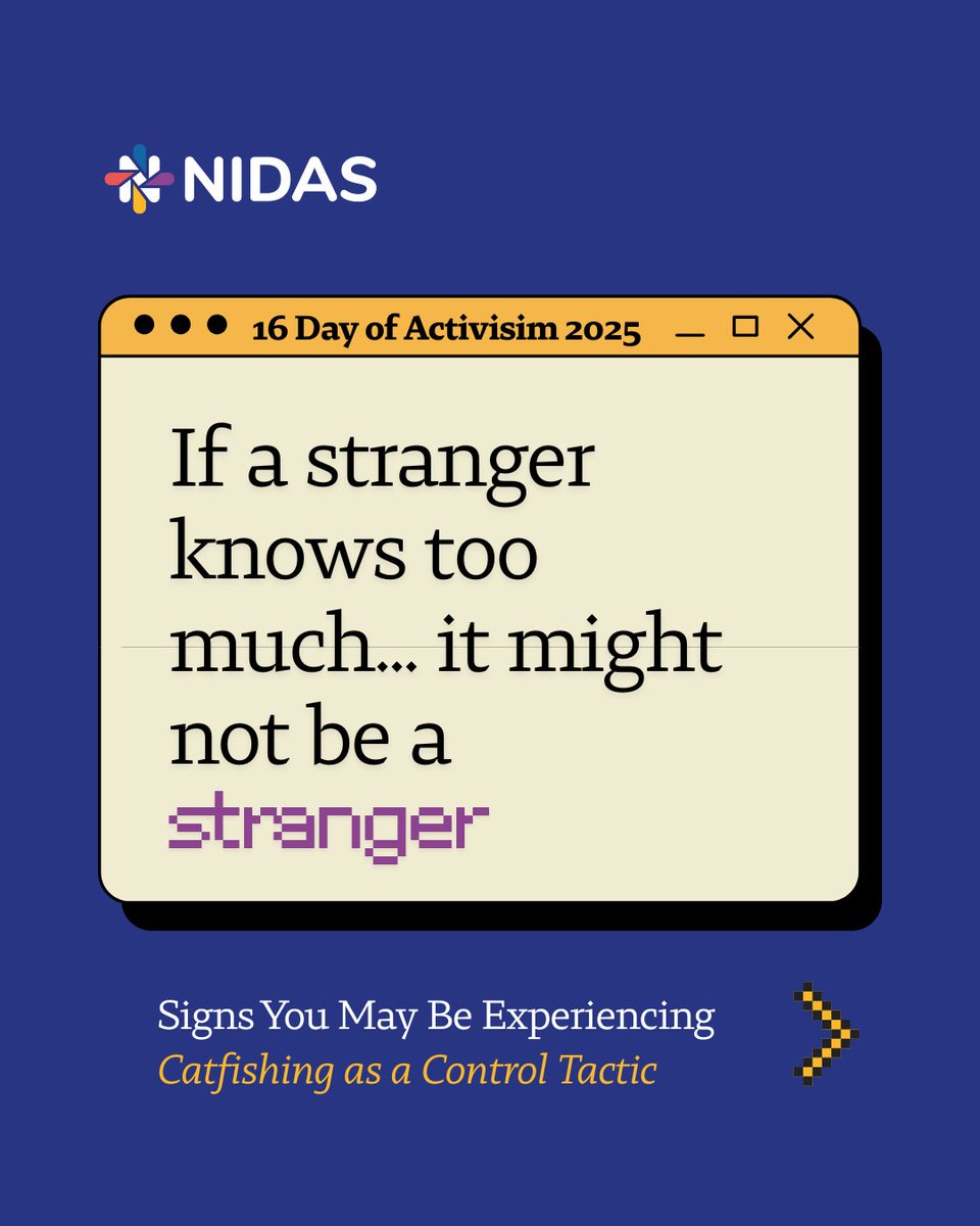 nidas_org_uk's tweet image. Some abusers hide behind multiple profiles to intimidate, monitor or manipulate.
Your online world shouldn’t be a maze of hidden threats.

#Catfishing #DigitalControl #OnlineViolence #UNiTE2025 #16DaysOfActivism #DigitalAbuse