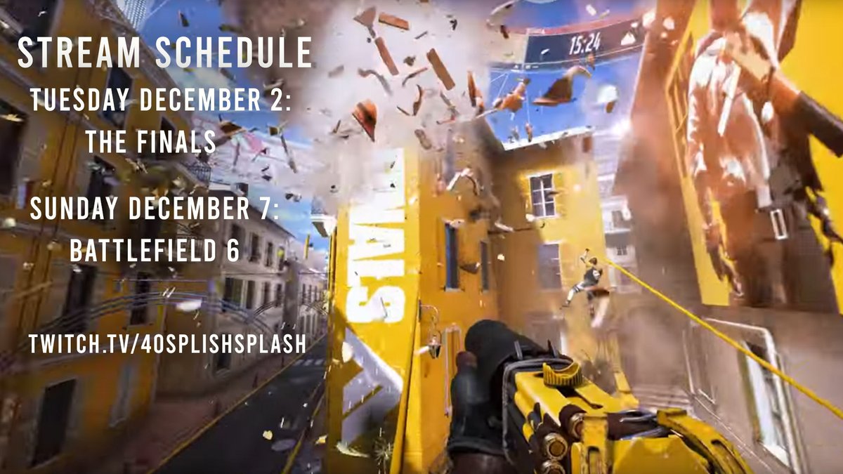 Hi, here's what I'll stream on Twitch and YouTube this week! Cheers!
<a href="/40splishsplash/">Splish</a>
