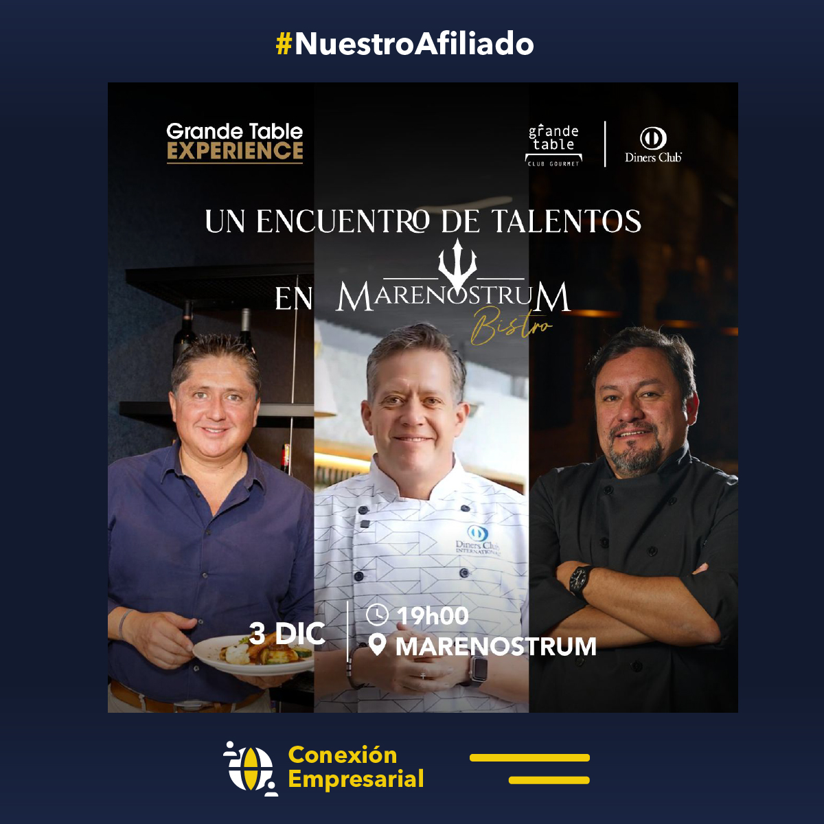 Conexión Empresarial | Quito se celebra con sabor mediterráneo.
Nuestro afiliado @Marenostrum presenta un menú a 4 manos que une tradición y modernidad.
Este miércoles 3 de diciembre de 2025, a las 19h00, Marenostrum Bistro en El Potrero te invita a vivir una velada única.