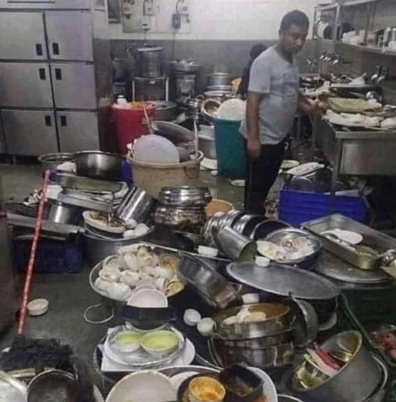 lestertoes's tweet image. the kitchen after phil made himself a bowl of cereal