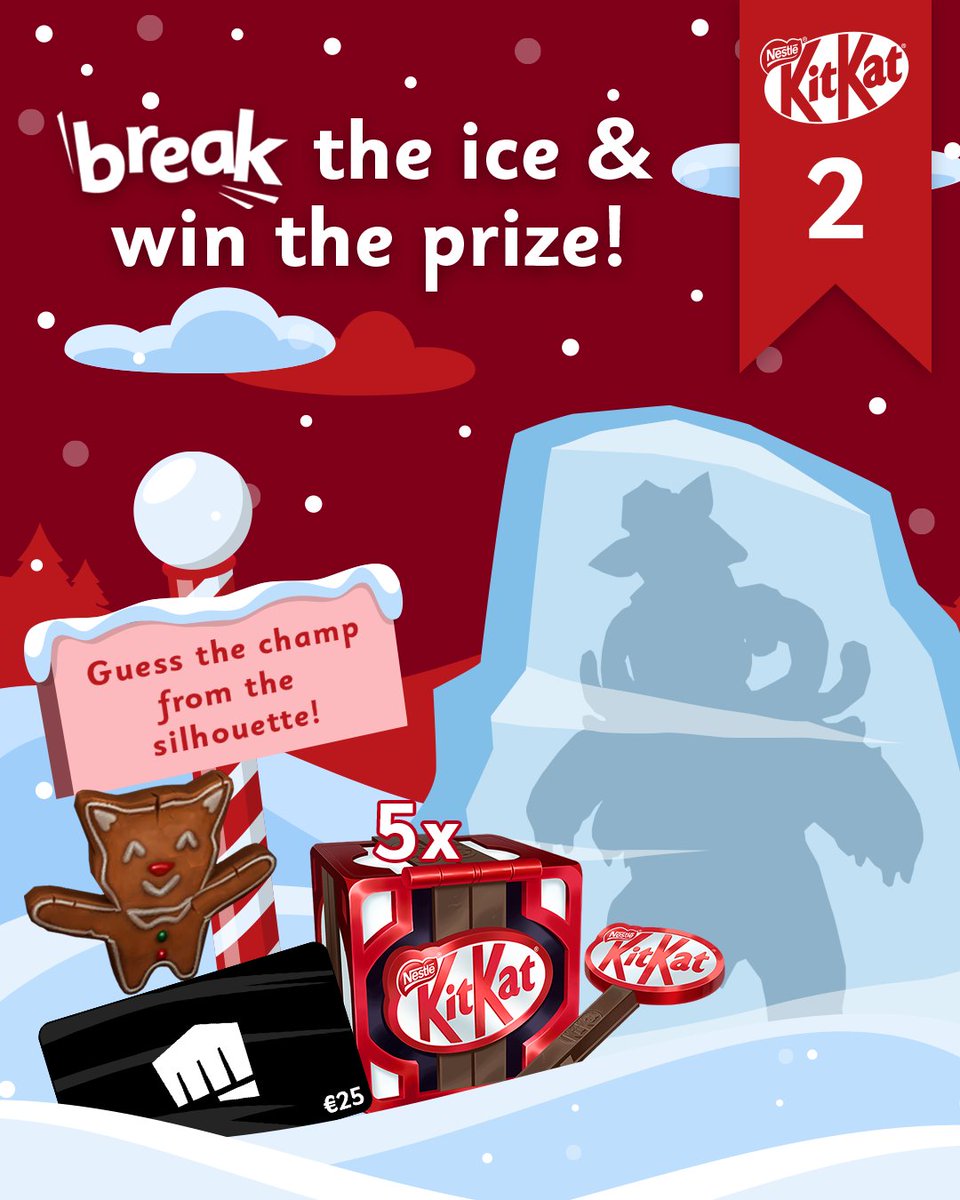 Break the Ice &amp; Win the Prize! - Day 2 ❄️

On Day 2, you can win: 1× Riot Merch Coupon worth €25, 1× Gingerbread Ward Skin, and 5× KitKat Hextech Chests 🎁

To enter:
➡️ Follow <a href="/KITKATGaming/">KITKAT Gaming 🎮</a> 
➡️Like, repost &amp; comment the correct answer!

T&amp;Cs: nes.tl/KitKatGaming