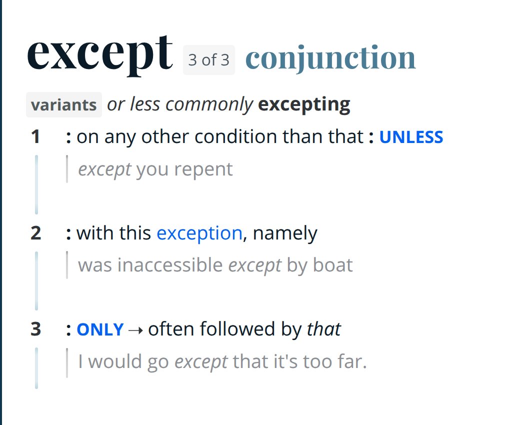MorlockP's tweet image. no, actually, I can understand that

but you used the word &quot;except&quot;, that has a meaning, so I&apos;m curious what part of the initial tweet was incorrect and needed to have an exception carved out