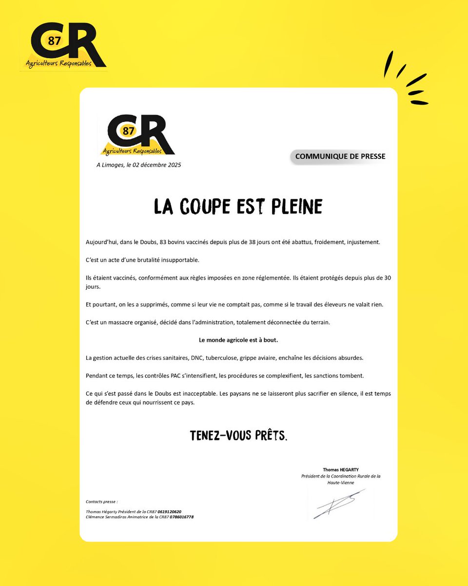 🔴 LA COUPE EST PLEINE !

🟡⚫️ Retrouvez le communiqué de presse de la CR87 !