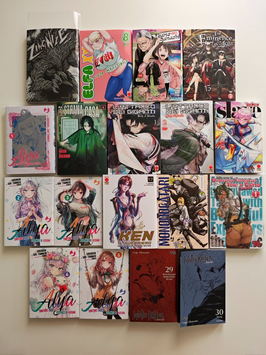fratelli_gyoza's tweet photo. Ecco qua i nostri acquisti di novembre! Bellissime letture 📚 e splendide variant 😍😜.
🥟🥟
#manga #kenshiro #Alya #jjk #JujutsuKaisen #luccacomics #variant #Pikachu #aot #AttackOnTitan #aotfullcolor #theeminenceinshadow https://t.co/tkXZ6EAFfR