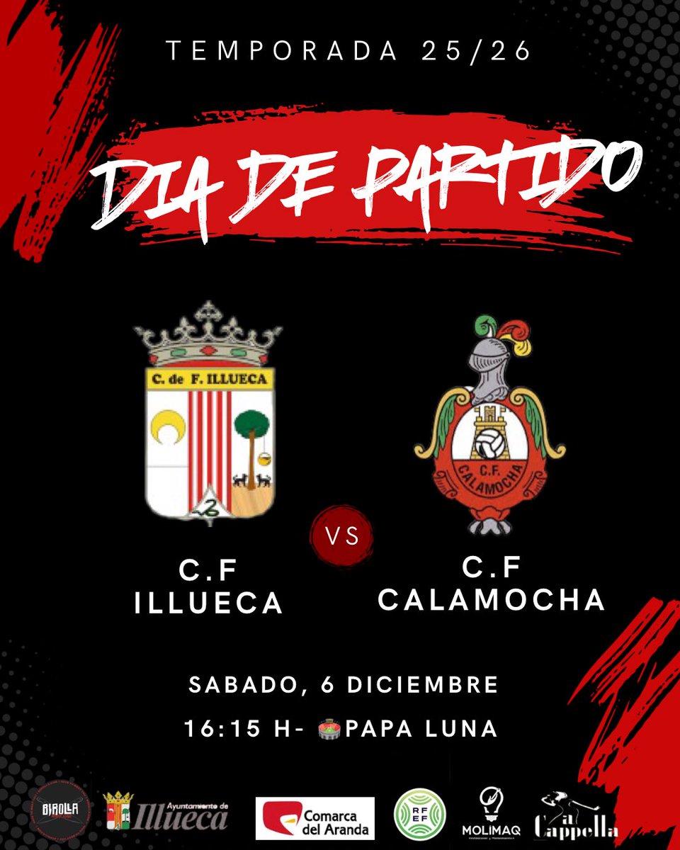 ¡SÁBADO DE FÚTBOL! 

Este sábado tenemos una cita en el #PAPALUNA! 🔥

Vamos a animar a nuestro ILLUECA con toda la pasión💪🏻

Os esperamos a tod@s para llevar al equipo en volandas hacia la victoria y disfrutar de una buena tarde de ⚽️

🔴⚫️⚪️AÚPA ILLUECA🔴⚫️⚪️

#aupaillueca