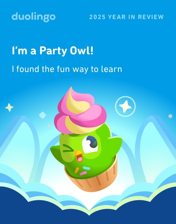 Look how much I learned on Duolingo in 2025! How did you do? #Duolingo365