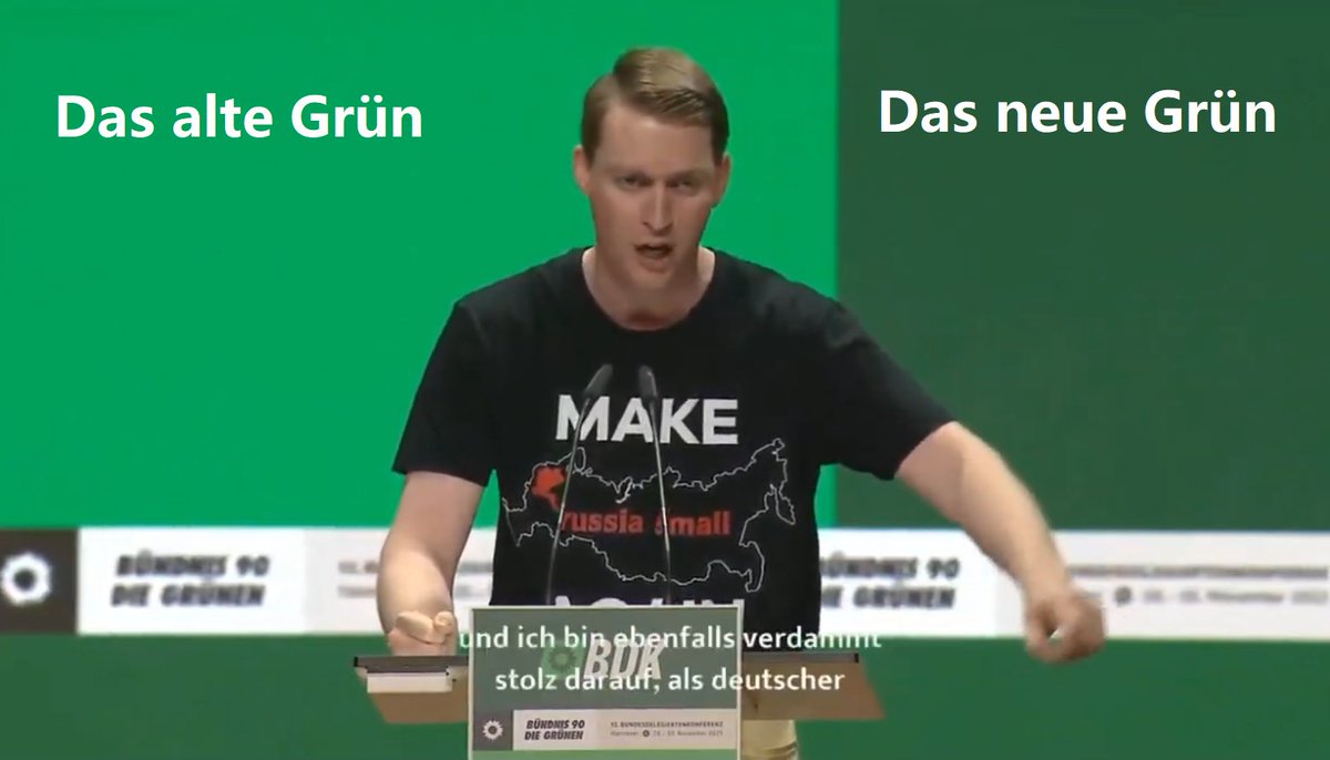 <a href="/FWarweg/">Florian Warweg</a> <a href="/Bw_Einsatz/">Bundeswehr im Einsatz</a> <a href="/Die_Gruenen/">BÜNDNIS 90/DIE GRÜNEN</a> Manchmal lohnt es sich auch auf Symbole zu achten.
Seine Sprache, die Gesten, die Faust, das Shirt
"Make Russia small again"  Das alles sind keine Zufälle.
