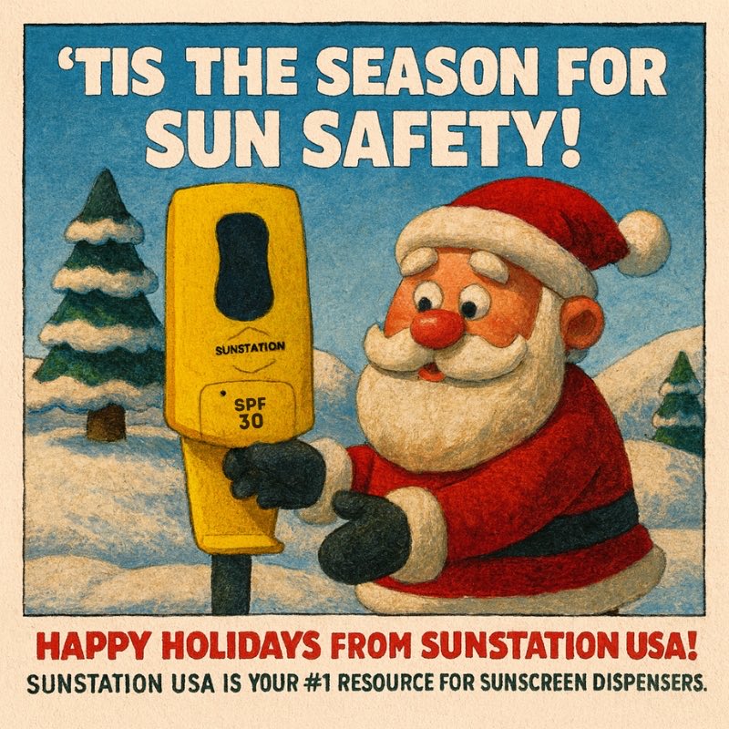 SunStationUSA's tweet photo. 🎅🏼 ‘Tis the season for SUN SAFETY!! We’ve got you covered ALL YEAR LONG! Shop our HUGE HOLIDAY SALE &amp; SAVE BIG w/ #PromoCode: HOLIDAY15

https://t.co/4jVPzUWi64 is your #1 resource for sunscreen dispensers! https://t.co/8HNhpixgzt