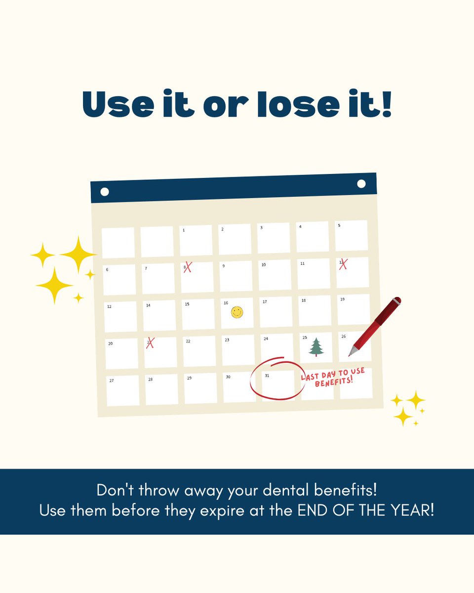 HighStreet_DDS's tweet photo. Don’t let your end-of-year dental benefits go to waste! ⏳🦷
Use them before they expire and head into the new year with a healthier smile.

#UseItOrLoseIt #DentalBenefits #EndOfYearReminder #HealthySmile https://t.co/3yc9fzJ5s6