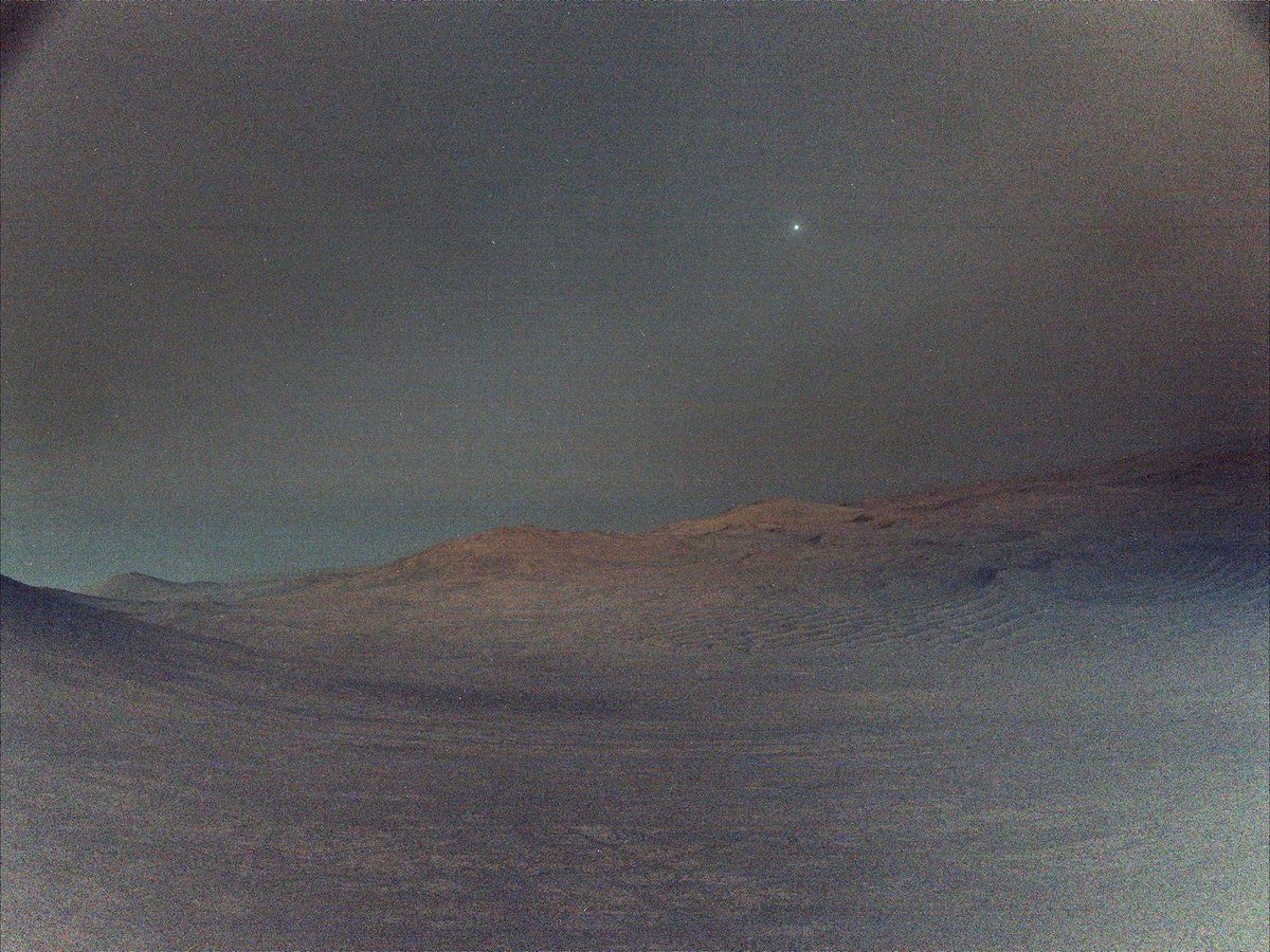 #PPOD: Deimos Before Sunrise 🌄 

<a href="/NASAPersevere/">ARCHIVED - NASA's Perseverance Mars Rover</a> captured this view of Deimos, the smaller of Mars' two moons, shining in the sky at 4:27 a.m. local time on March 1, 2025, the 1,433rd Martian day, or sol, of the mission. In the dark before dawn, the rover's left navigation camera