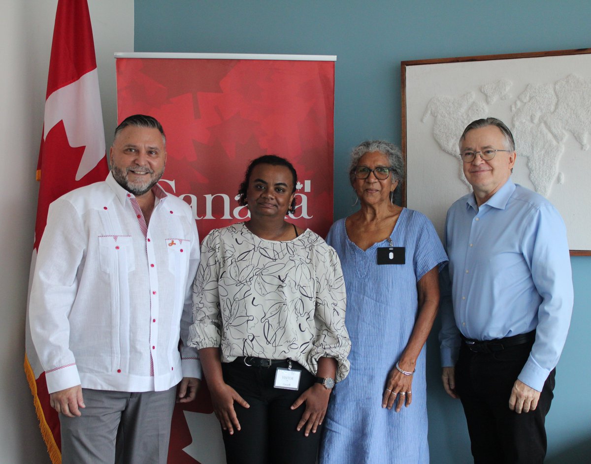 1/2 Today, High Commissioner Sebastien Sigouin and Political Counselor Daniel Bood were pleased to meet with 🤝 York University Professor Emerita Kamala Kempadoo and Dr. Lisa Edwards, Head of the Institute of Gender Studies (IGS) at the University of Guyana.