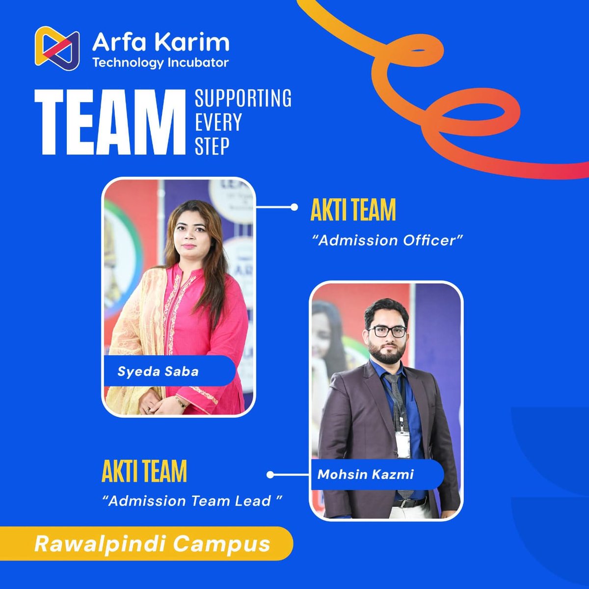 ArfaKarim_Tech's tweet image. Meet Syeda Saba and Mohsin Kazmi, the admissions team guiding students into their tech journey with clarity, support, and professionalism.
📞 0334-6660496
👉 Apply Now: akti.com.pk/admissions
#AKTI #AKTIRawalpindi #AdmissionsTeam #StudentSupport #AKTICommunity #TechYouth