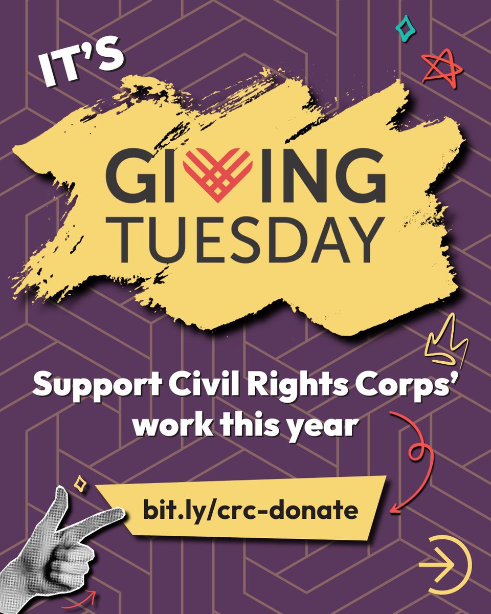 CivRightsCorps's tweet image. ✨It&apos;s Giving Tuesday✨ This year, consider donating to Civil Rights Corps! CRC is committed to our fight to dismantle the systems that punish and cage our communities, but with the increased attacks on nonprofits, we need your support.

Donate here: bit.ly/crc-donate