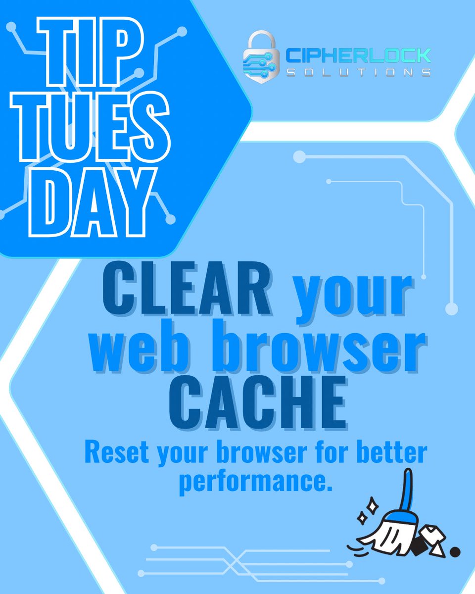 CipherlockTeam's tweet image. A quick cache clear speeds up your browser and fixes common loading issues. 🧑‍💻

It takes seconds and keeps things running smooth.

Want to learn more? : 
cisa.gov/resources-tool…

#tiptuesday #cache #cybersecurity #webbrowser #safety