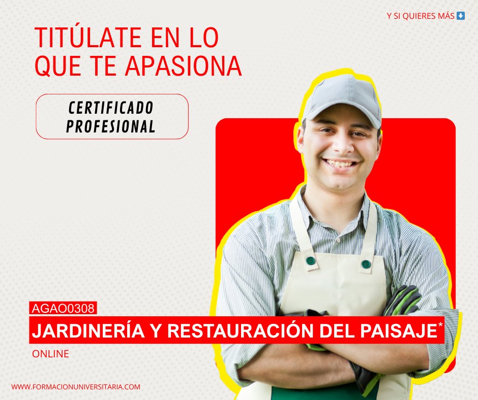 En <a href="/formacionuniver/">Formación Universitaria</a> te ofrecemos el Certificado Profesional de Actividades de Jardinería y Restauración del Paisaje – AGAO0308 impartido por nuestra institución académica. ➡️ formacionuniversitaria.com/curso-jardiner…