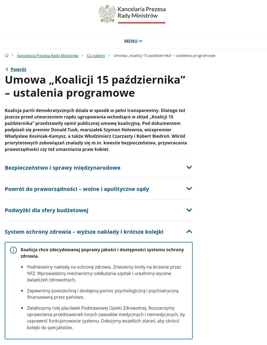 Szanowne <a href="/MZ_GOV_PL/">Ministerstwo Zdrowia</a> i <a href="/MF_GOV_PL/">Ministerstwo Finansów</a> wiem, że ostatnio się lekko pogubiliście pisząc jakieś dziwme rzeczy o zabieraniu finansowania w ochronie zdrowia. 

Ja jedynie przypomne słowa <a href="/donaldtusk/">Donald Tusk</a> "Nic co dane, nie zostanie zabrane".

Dla przypomnieniq zapis umowy koalicyjnej.