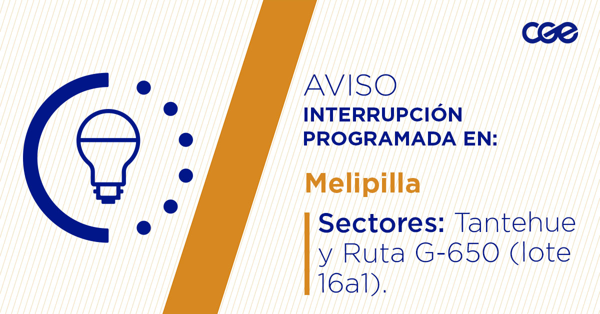 CGE_Clientes's tweet image. Para mejorar la calidad del suministro de nuestros clientes de #Melipilla, este viernes, entre 10:00 y 15:00 horas, se realizará una #InterrupciónProgramada (sectores en la imagen 👇) debido a trabajos de mejoras. Recuerda desconectar tus artefactos 🔌