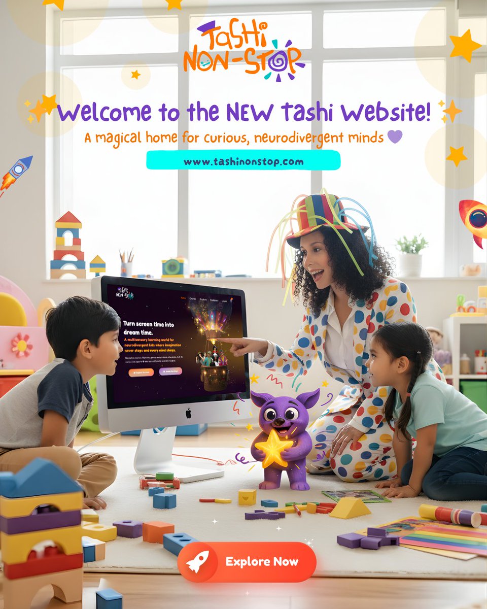 TashiNonstop's tweet photo. Our brand-new Tashi website is now live — easier to navigate, packed with FREE resources, and designed with neurodivergent kids in mind.
Tap to explore the magic! 💜✨

🌐 https://t.co/6JOo3CzHPo

#TashiNonStop #ADHDKids #NeurodivergentKids #ADHDEducation #KidsWhoLearnDifferently https://t.co/J9hYws1JUH