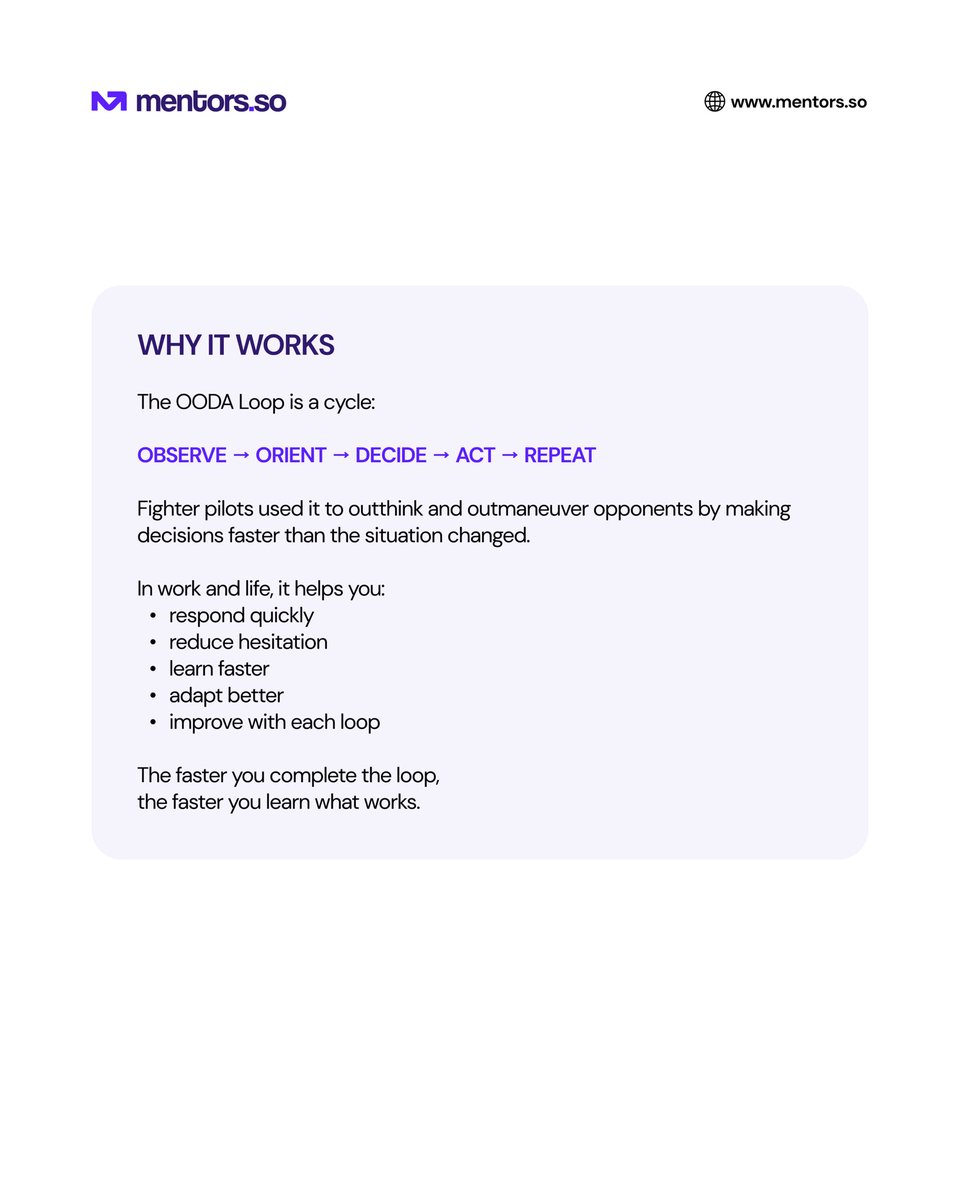 🛬 Did you know that you can Learn something valuable from Air Force Fighter Pilots?

Decision-making is a core part of our professional and personal lives. 

And sometimes, our success depends on how quickly we can adapt and react to certain occurrences. 

The OODA loop is a
