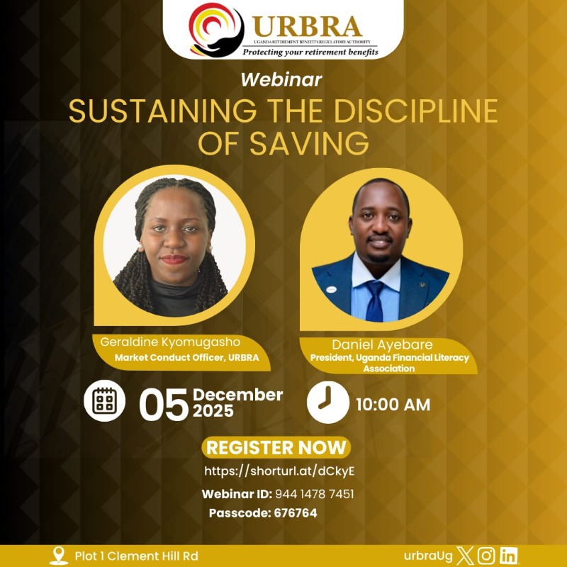 URBRA invites you to a webinar to discuss the whys and hows of cultivating and sustaining the discipline of saving. Please share and plan to attend. 
Webinar ID: 944 1478 7451
Webinar Passcode: 676764