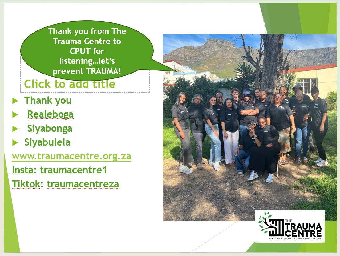 CPUT_FBMS's tweet photo. 📷 16 Days of Activism Against Gender-Based Violence

The Department of Public Administration and Governance at Cape Peninsula University of Technology raised awareness about Gender-Based Violence (GBV) and its connection to systemic inequality.

#CPUTForChange #16DaysOfActivism https://t.co/zMCy4df2aG