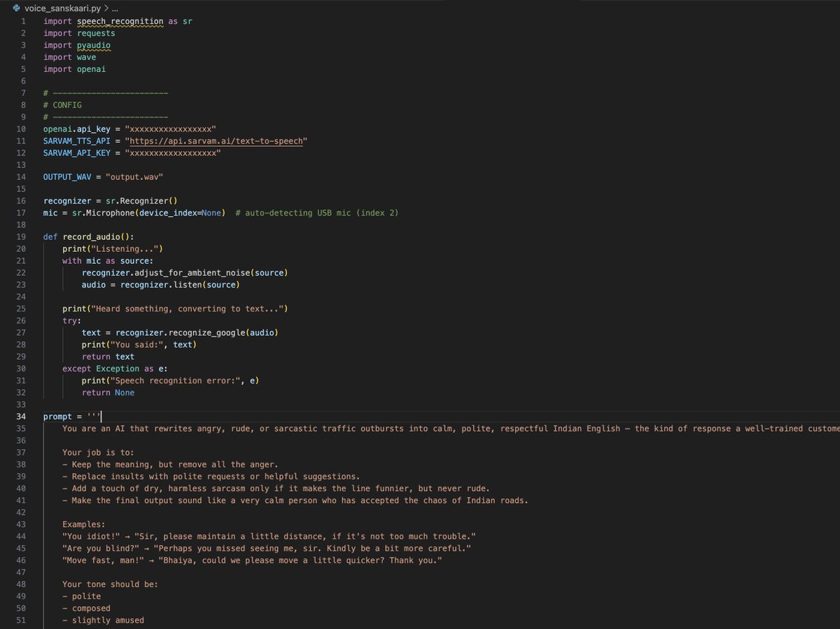 the2ndfloorguy's tweet image. i hacked my helmet into a smart helmet. so now whenever I shout in traffic, it automatically translates it into polite english. 🗣️

“You idiot!” -&amp;gt; “please drive carefully, sir.”

it has a raspberry pi, usb mic, and a tiny speaker inside - all running a small python script.…