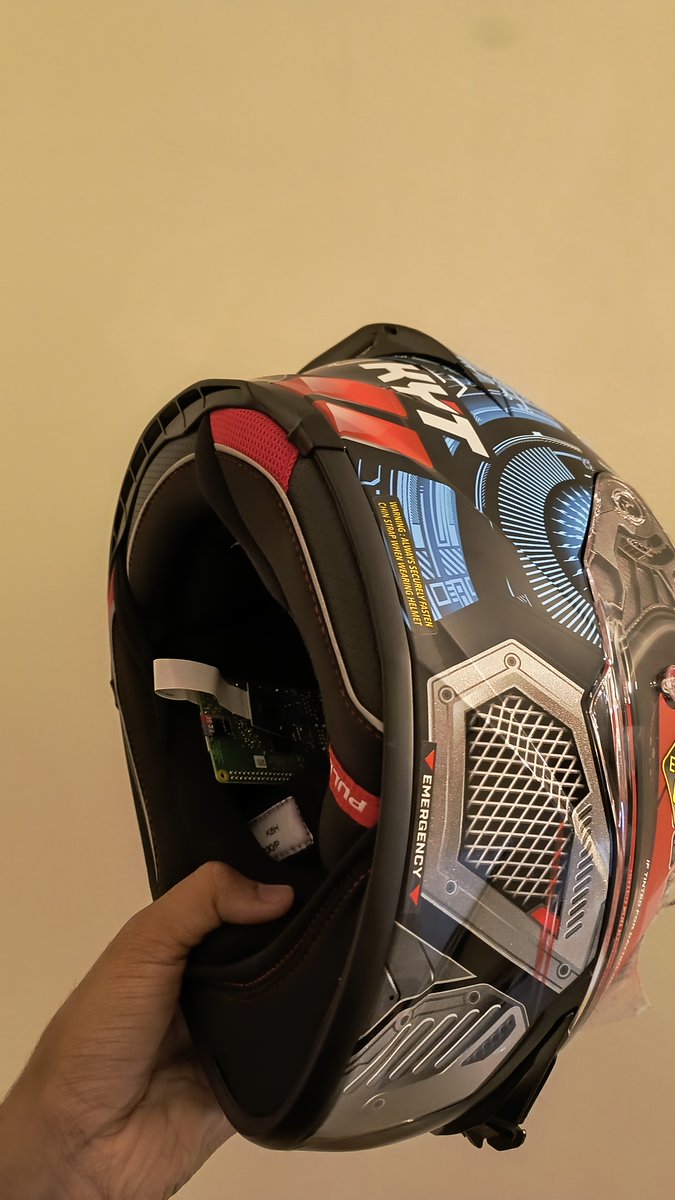 the2ndfloorguy's tweet image. i hacked my helmet into a smart helmet. so now whenever I shout in traffic, it automatically translates it into polite english. 🗣️

“You idiot!” -&amp;gt; “please drive carefully, sir.”

it has a raspberry pi, usb mic, and a tiny speaker inside - all running a small python script.…