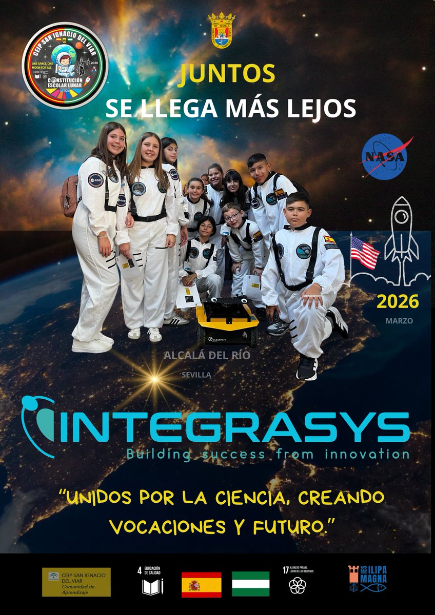 🚀 Orgullosos patrocinadores del CEIP San Ignacio del Viar en su viaje a la NASA 🌕 junto a Carlos García Galán. De la Constitución Lunar a Cabo Cañaveral, ¡un sueño hecho realidad! #STEM #NASA