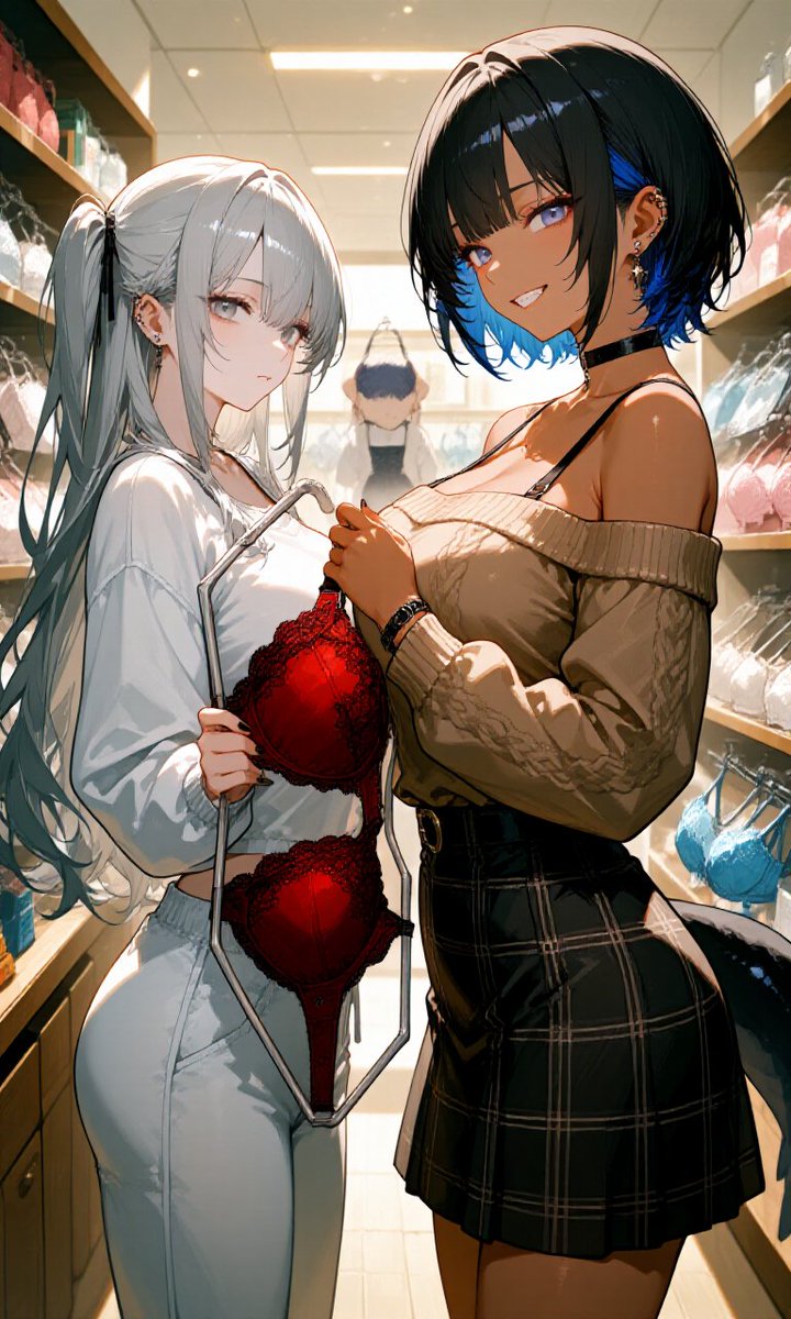 深夜のランジェリーショウ3.⁠｡⁠*⁠♡

わたしに赤着たいと思わせた本人、由香ちゃんに一緒に選びに来てもらったね

ていうか…キミさ

さっきからずっと私達の後を着いてきて下着選んでる所チラチラ見てるよね？

バレてないと思った？

大声出されたくなきゃこっちこいよ

＃文字コラ　comingsoon