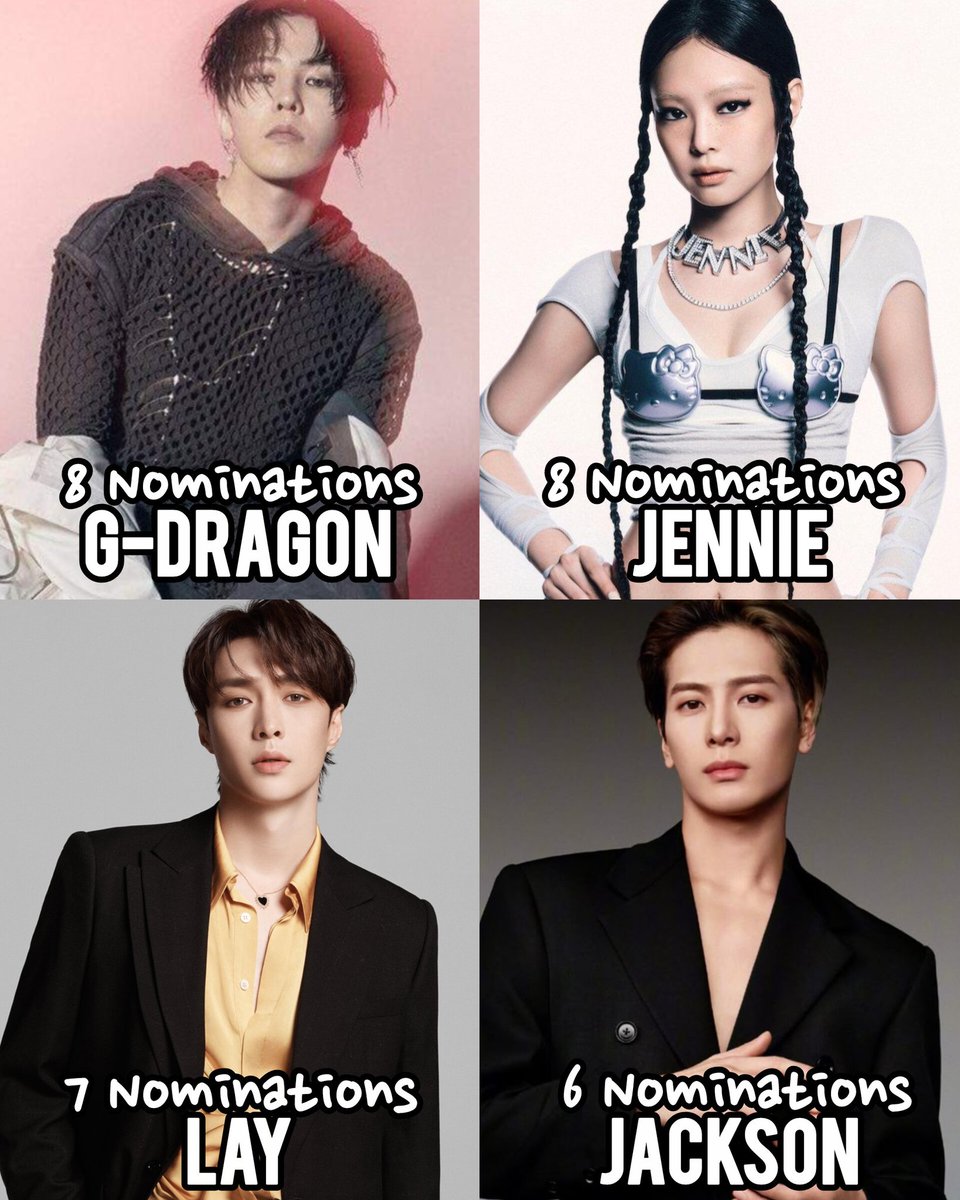 8KLIFE's tweet photo. Artists with most nominations on Asian Pop Music Awards 2025

G-Dragon with 8 nominations on top 👑 https://t.co/r7zBoQIr8s